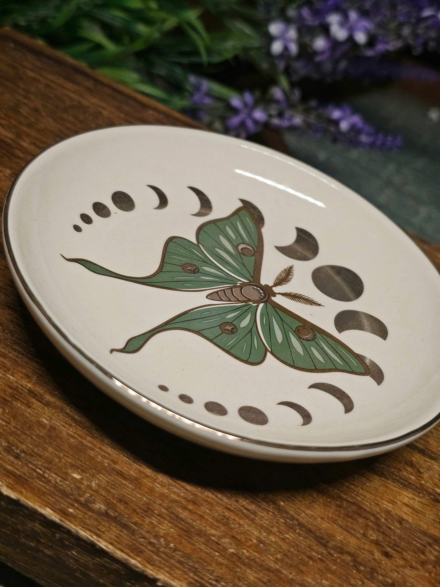 Moonphase moth trinket dish