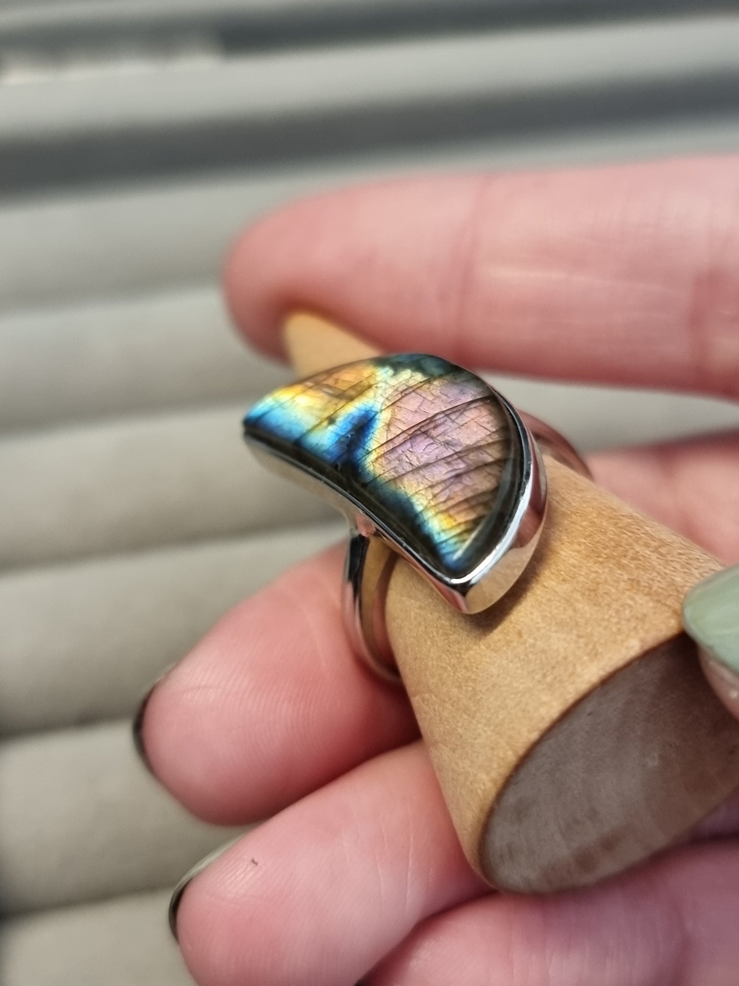 Labradorite moon s925 adjustable rings