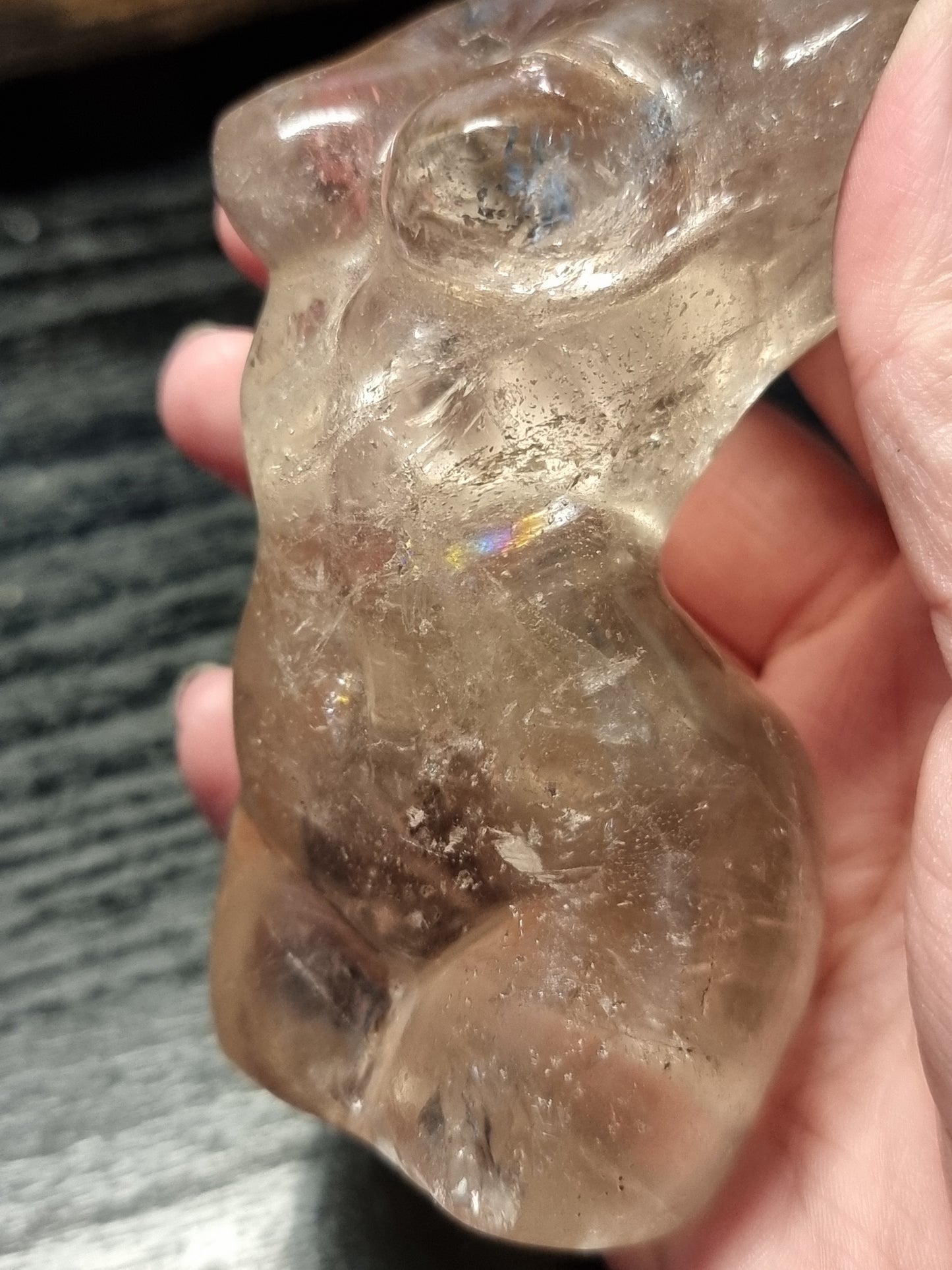 Smokey quartz body carving