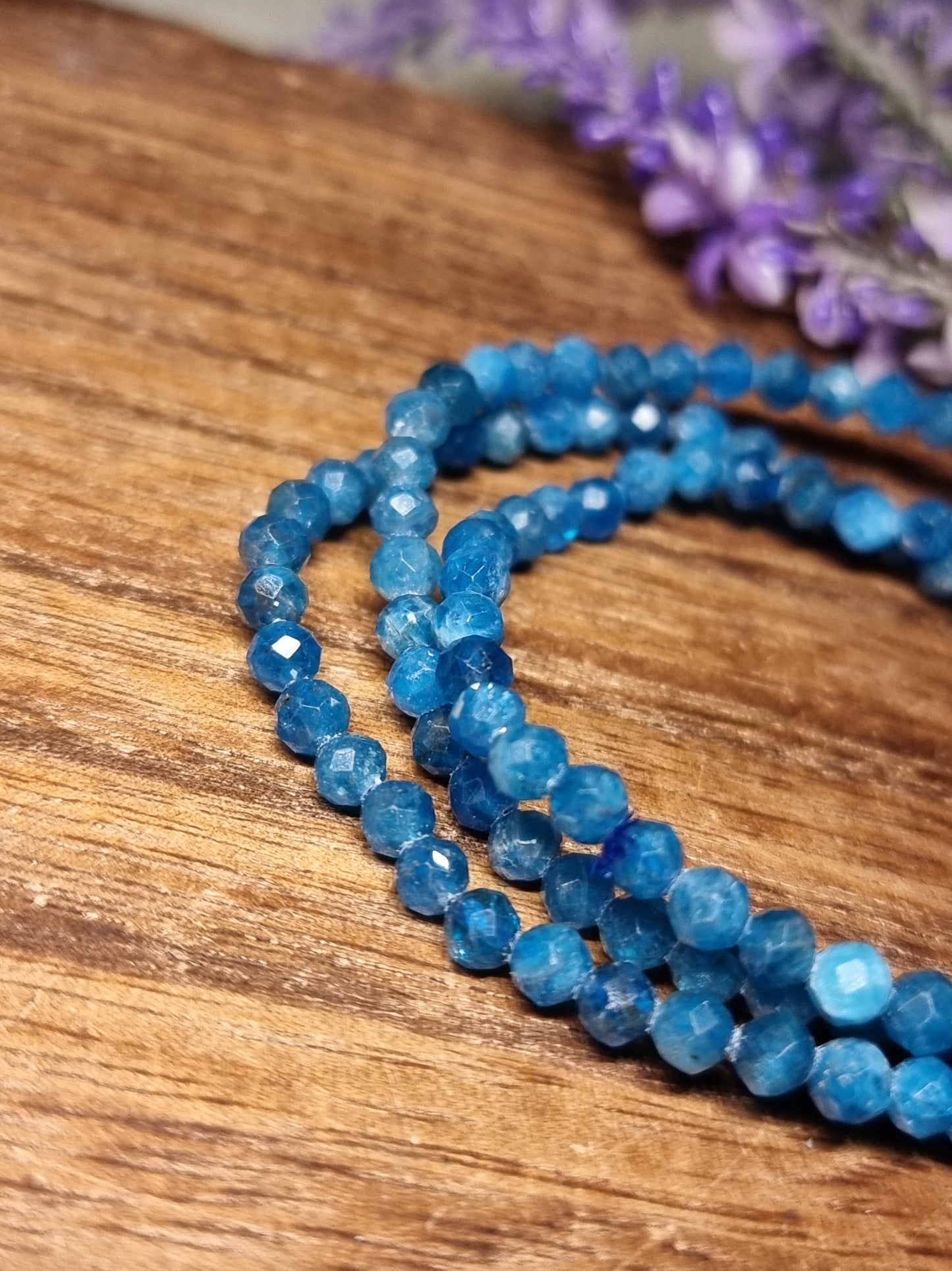 Blue apatite 4mm faceted bracelets