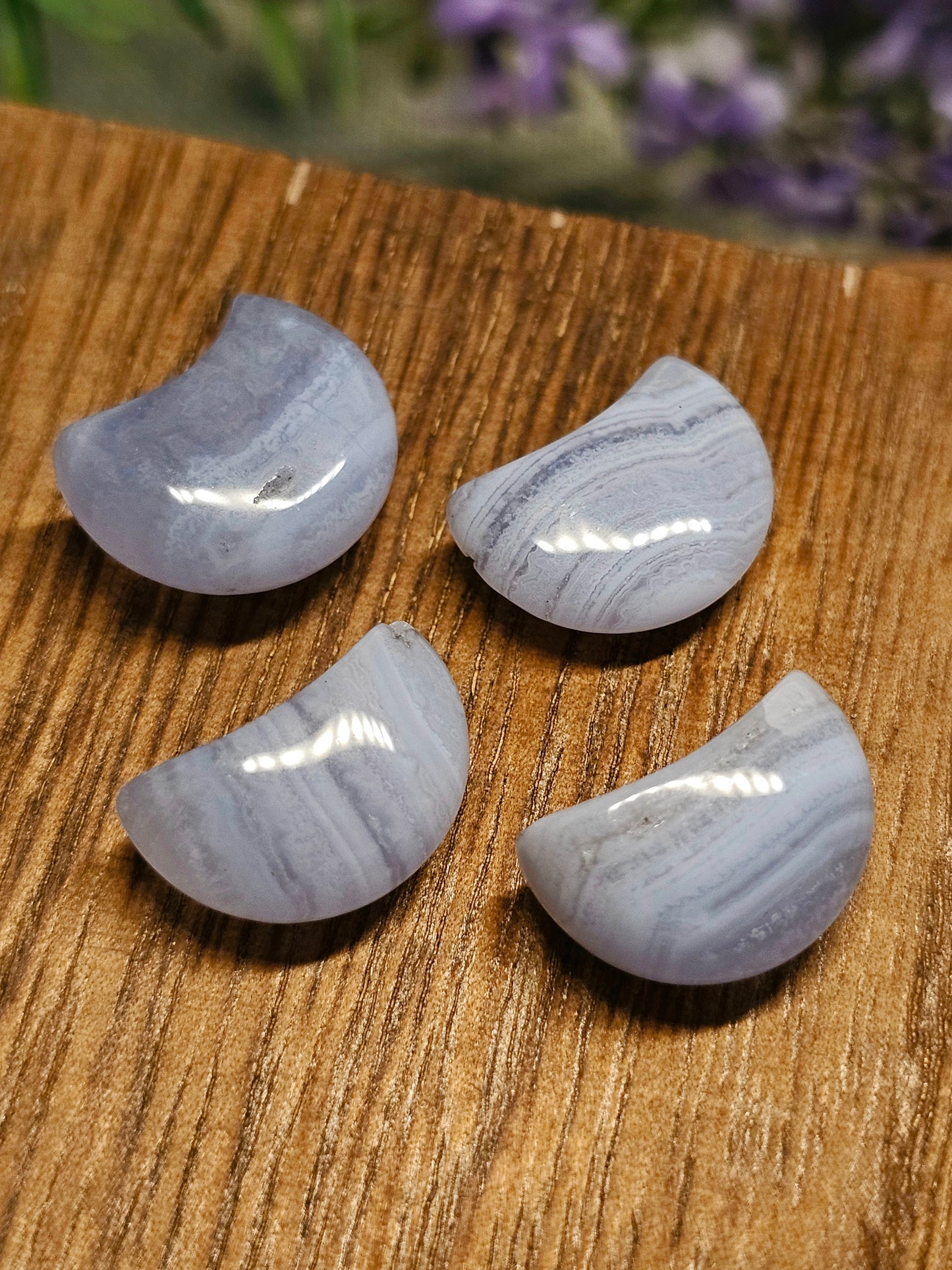 Mini blue lace agate moons