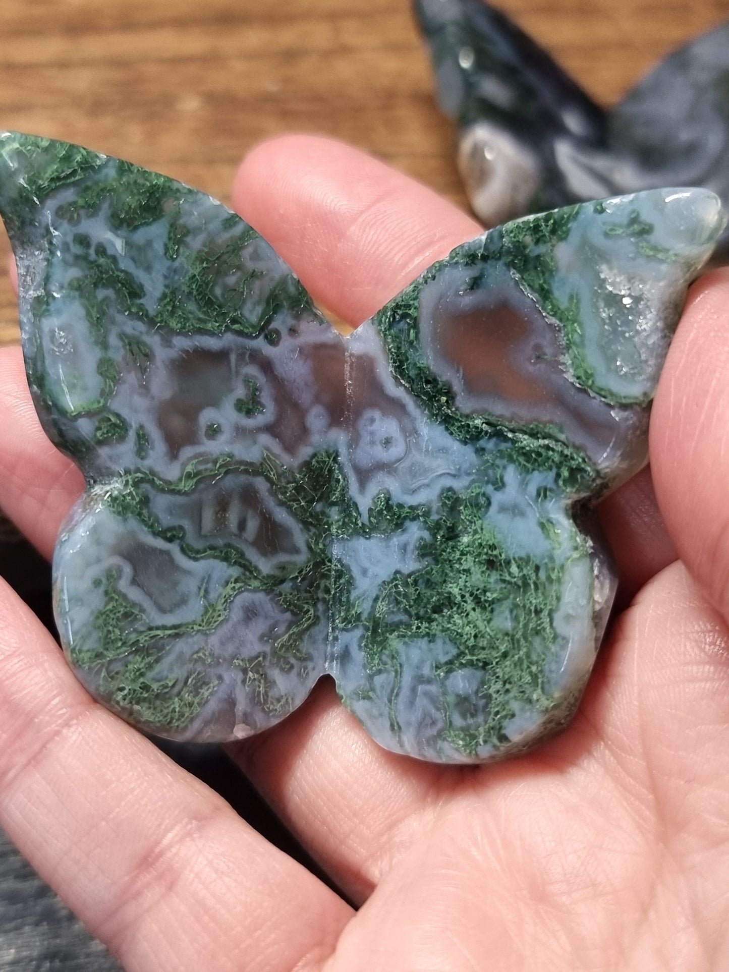 Moss agate 3D butterflies