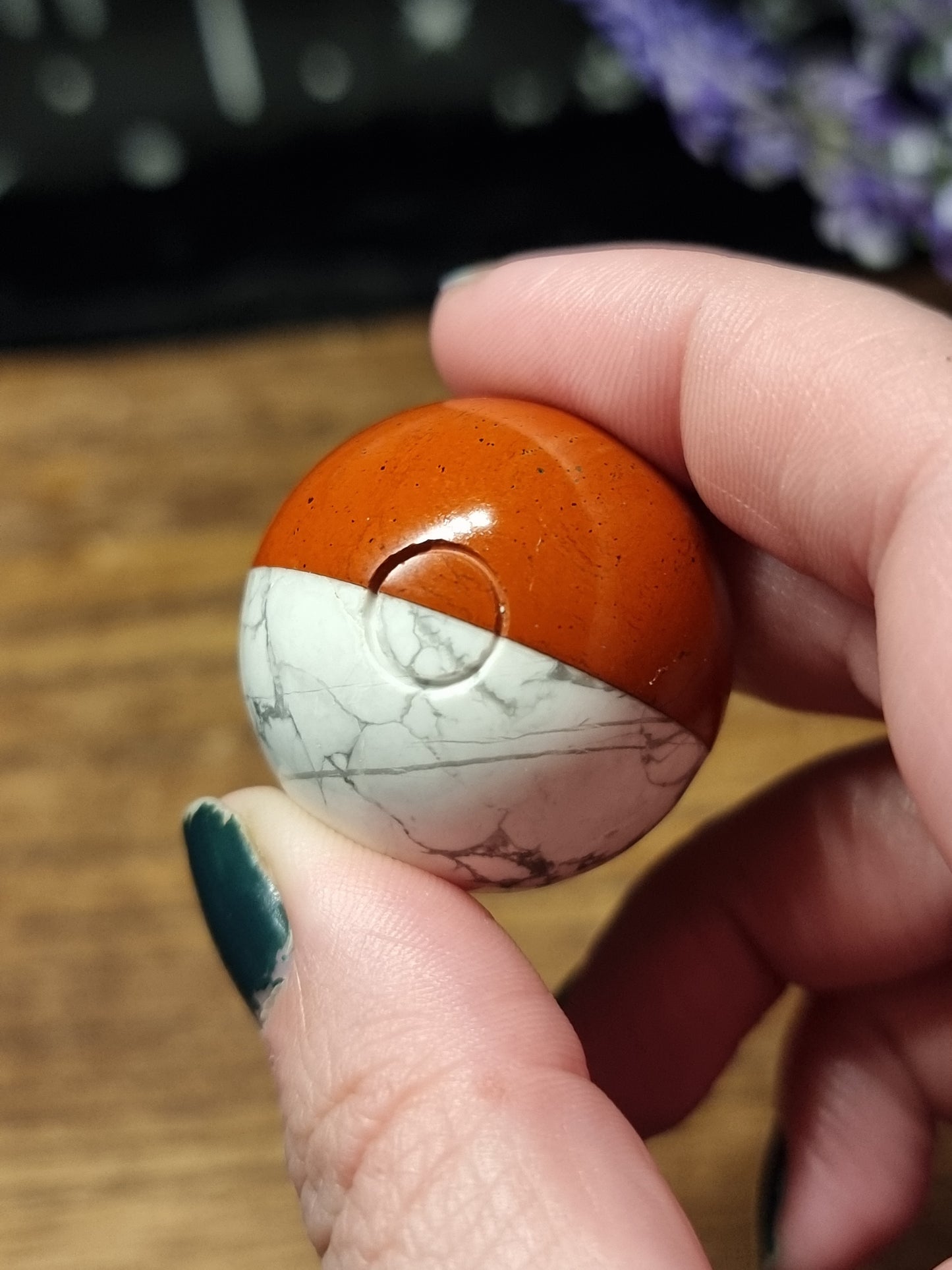 Red jasper & howlite pokeball