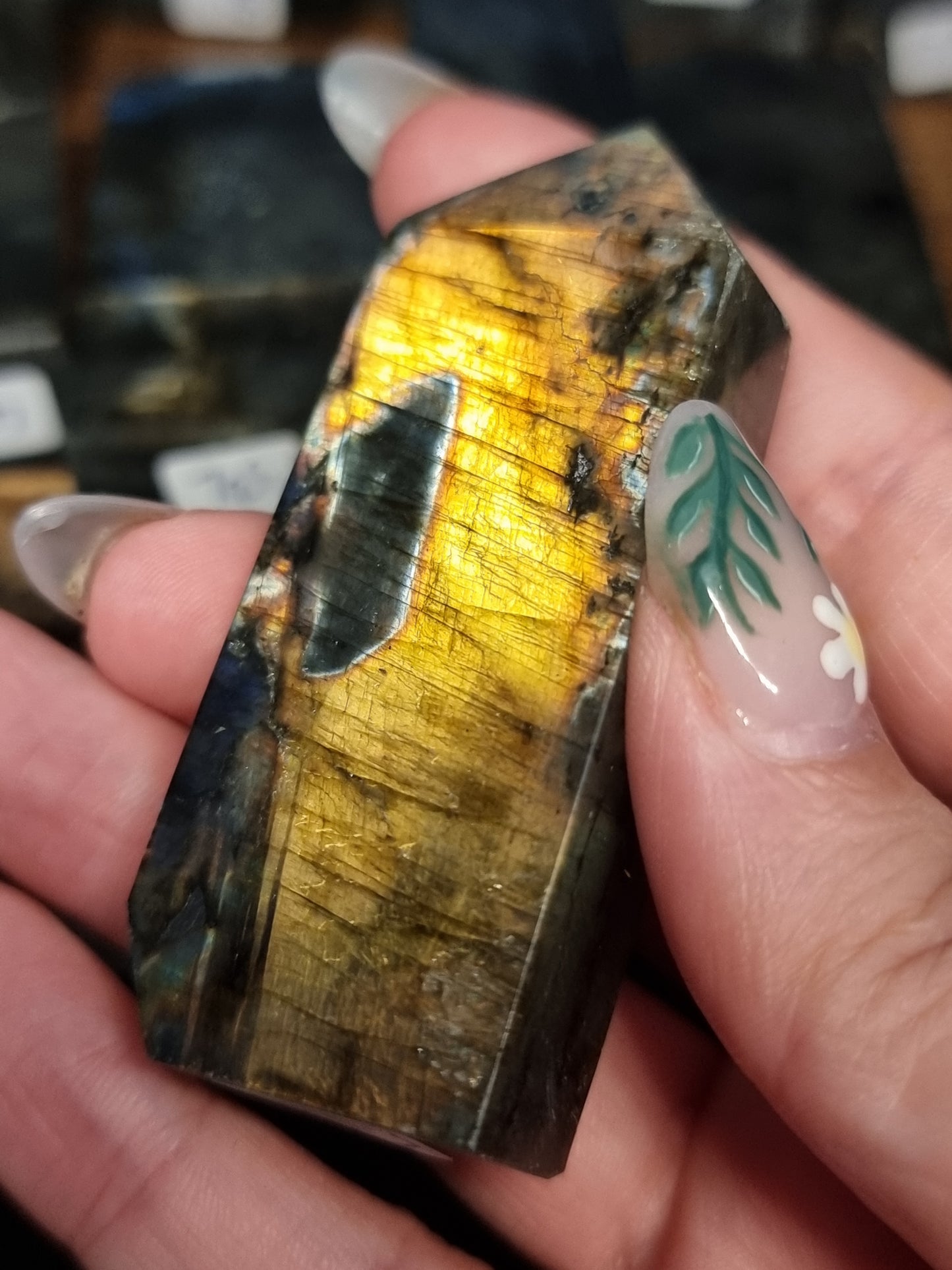 Spectralite towers (Finnish labradorite)