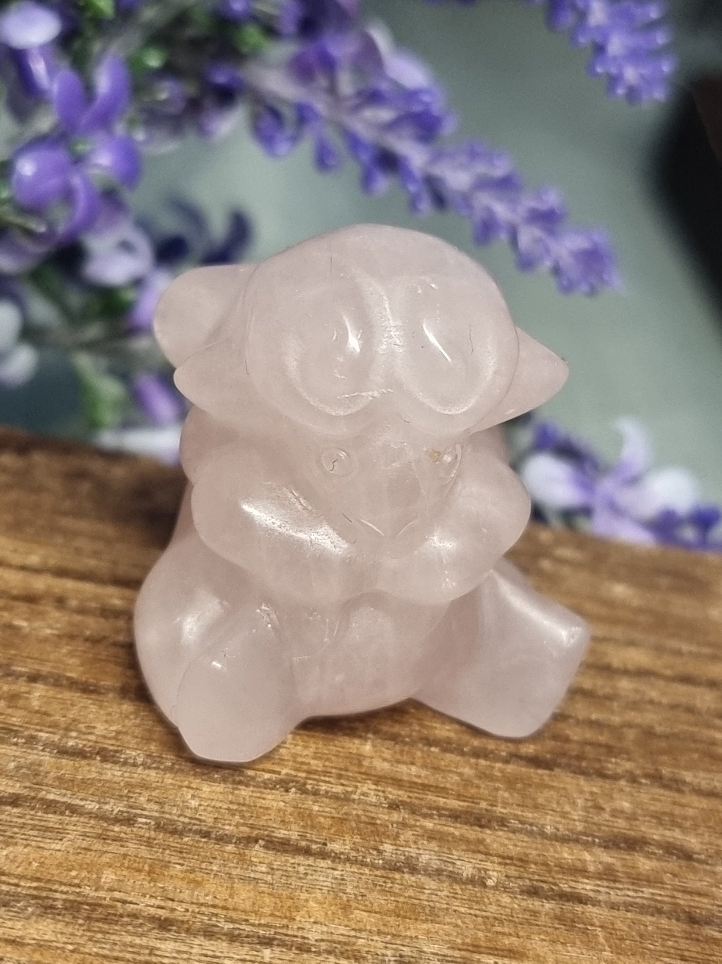 Rose quartz flaffy carving