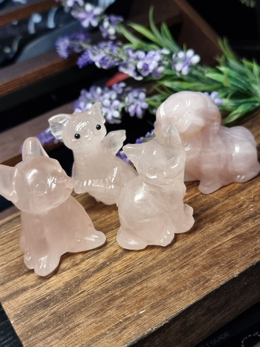 Rose quartz carvings