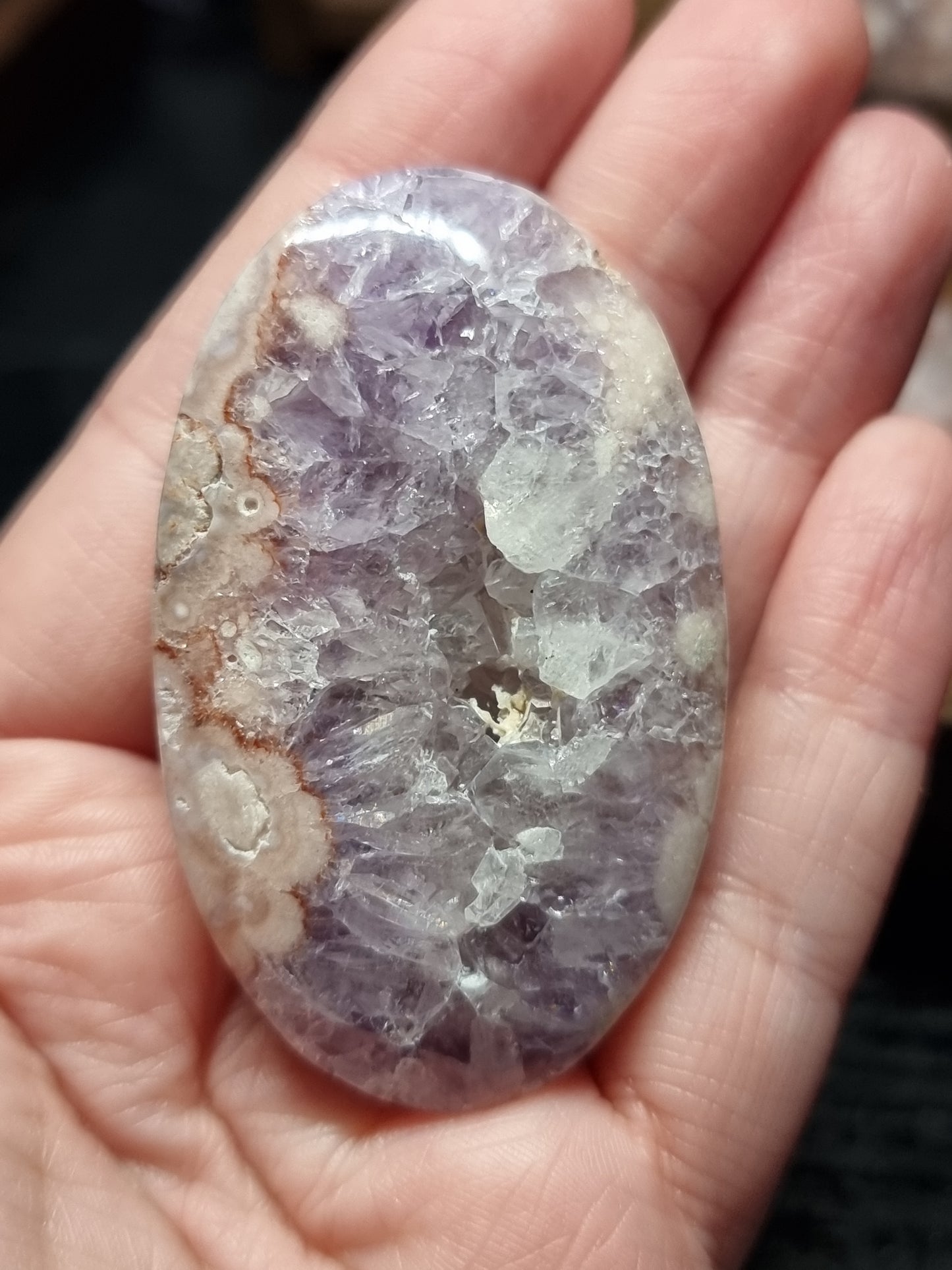 Pink amethyst palmstones