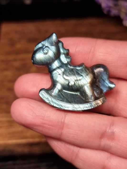 Labradorite rocking horse