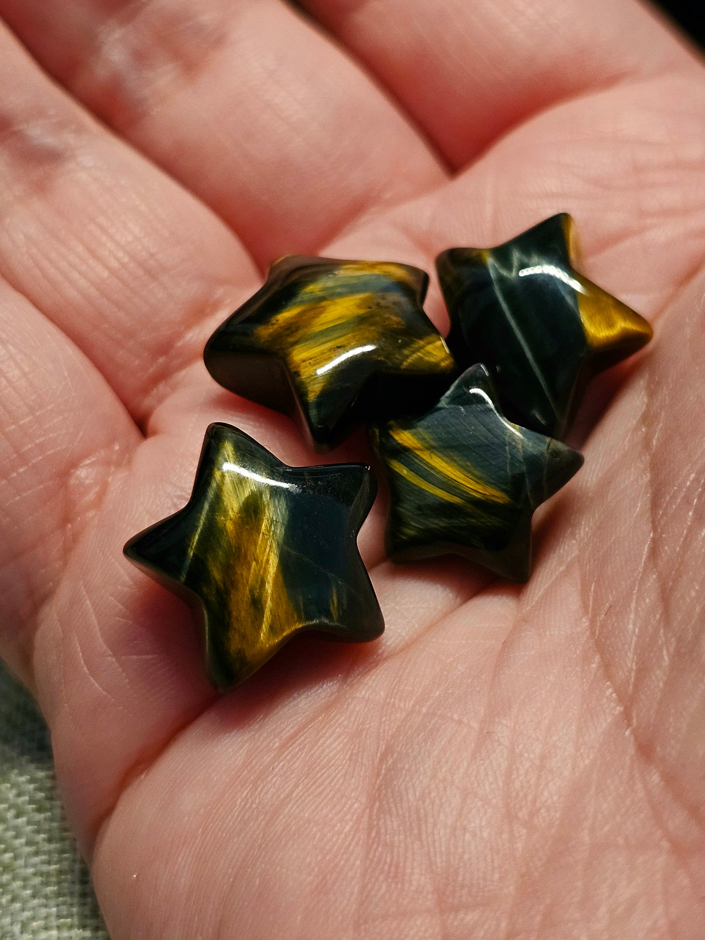 Mini Blue & gold tigers eye stars