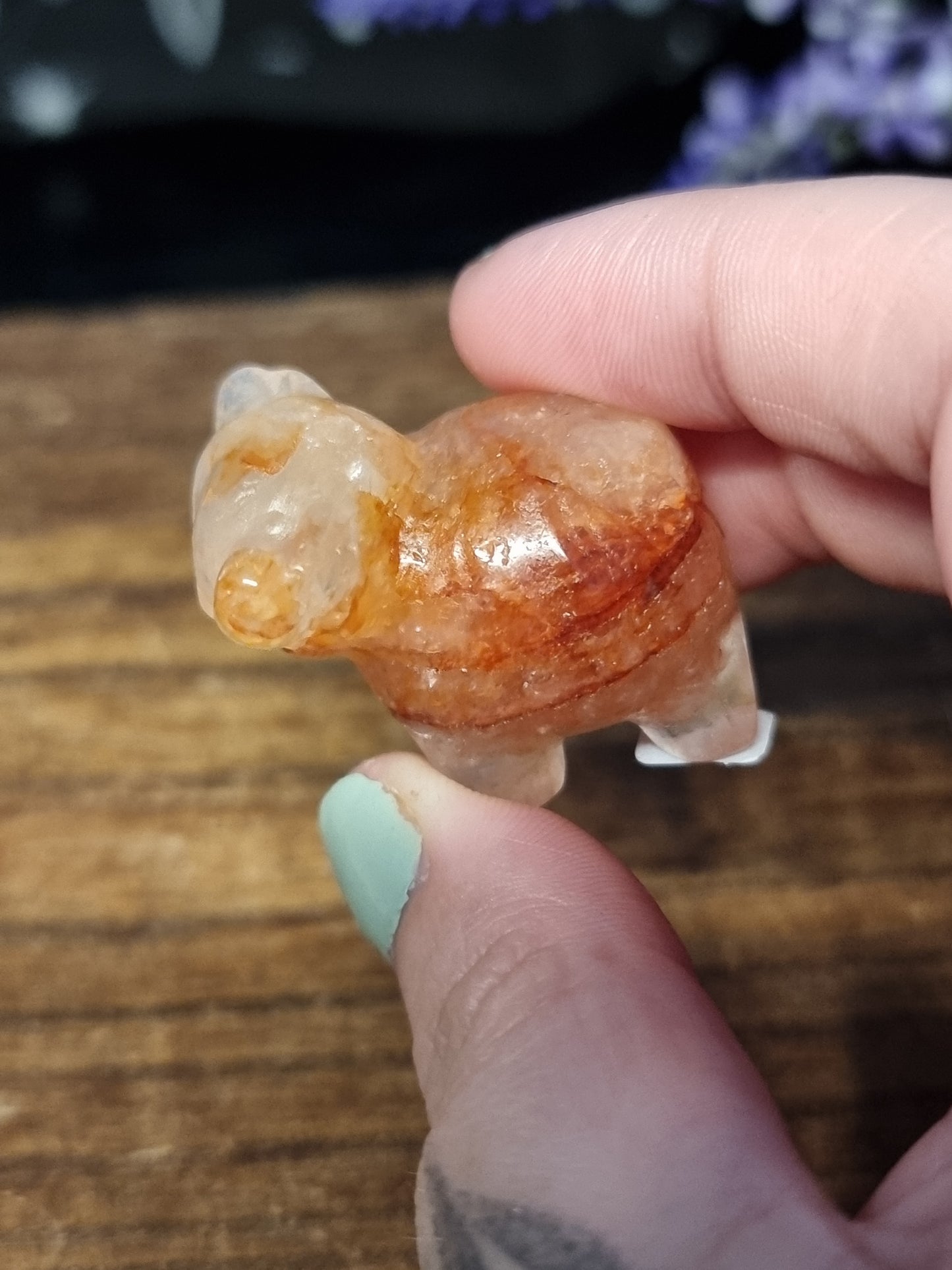 Fire quartz cow carving