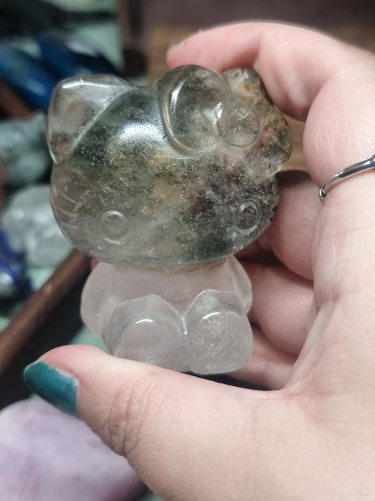 Garden quartz hello kitty carving
