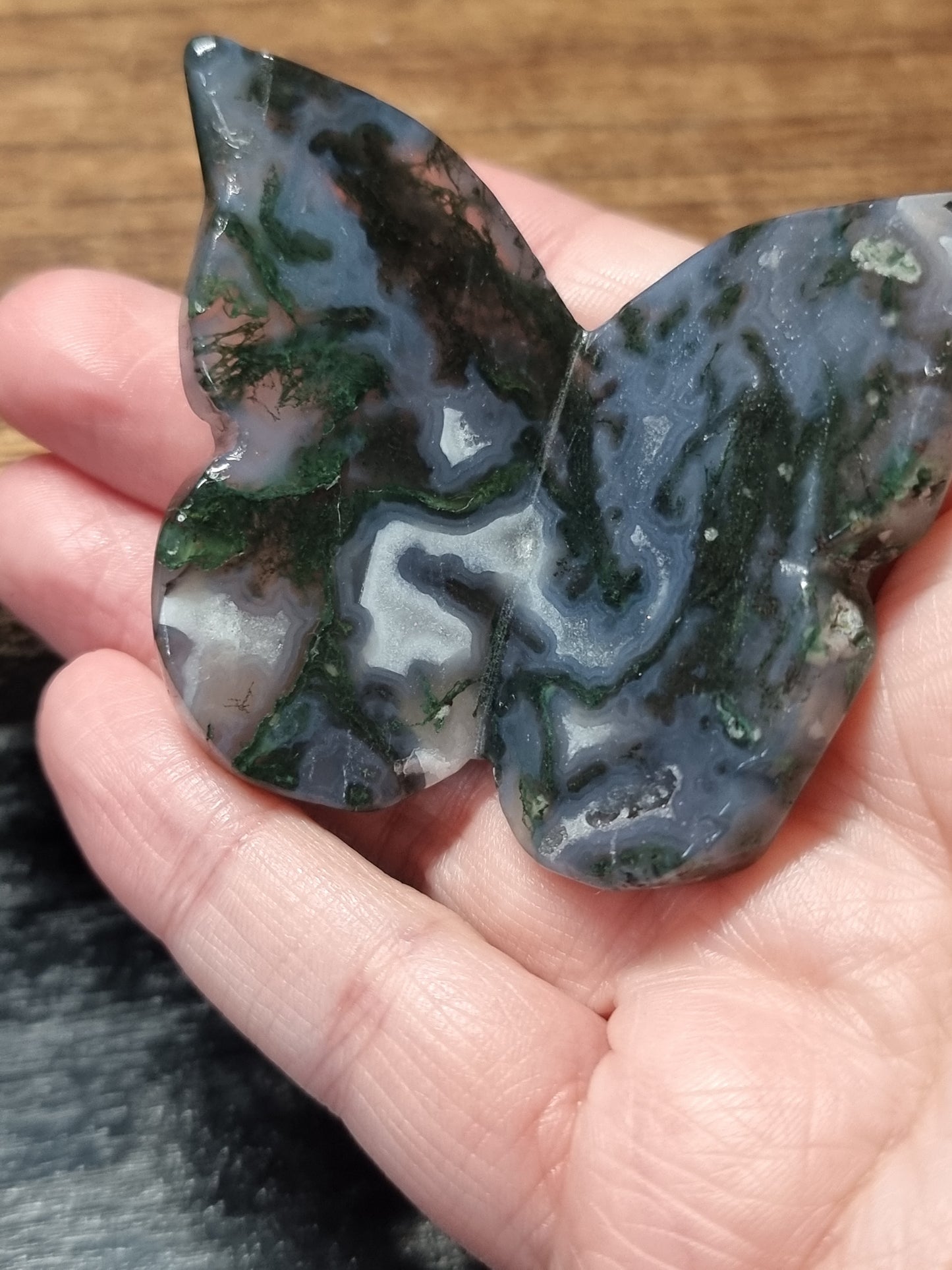 Moss agate 3D butterflies