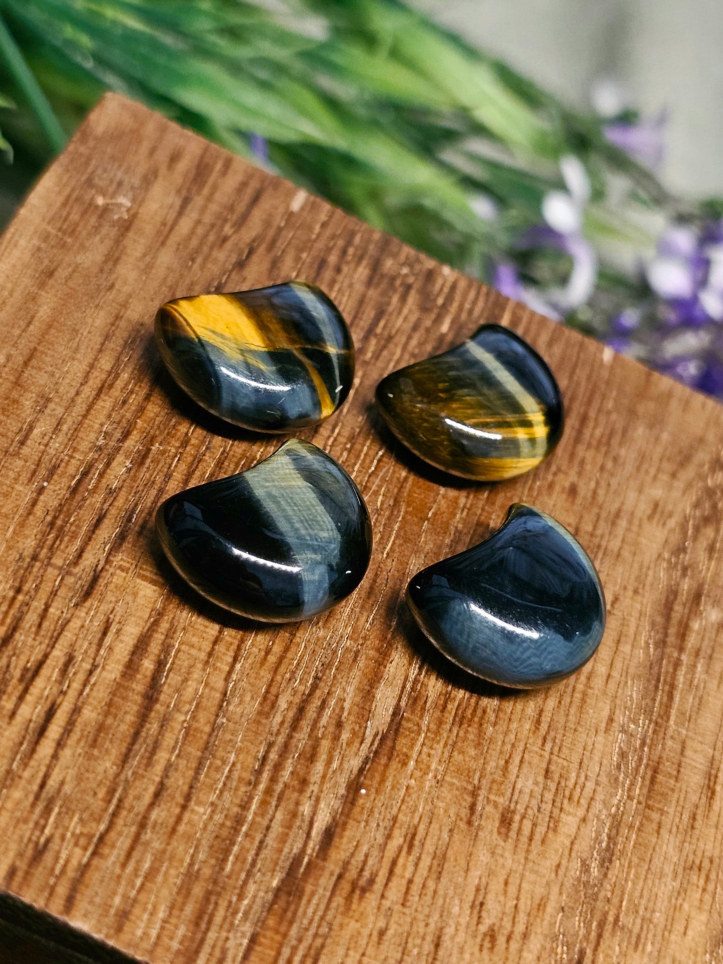 Mini blue & gold tigers eye moons
