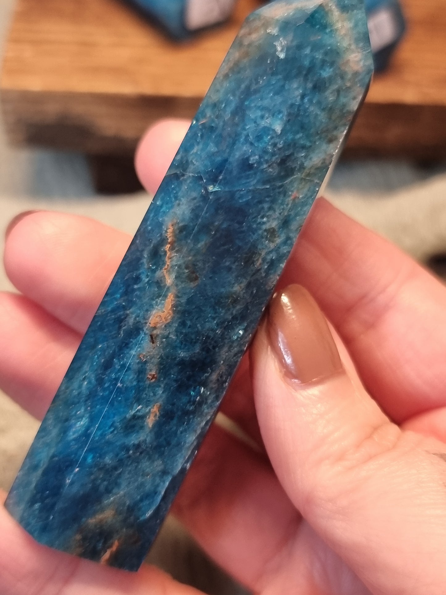 Blue apatite towers