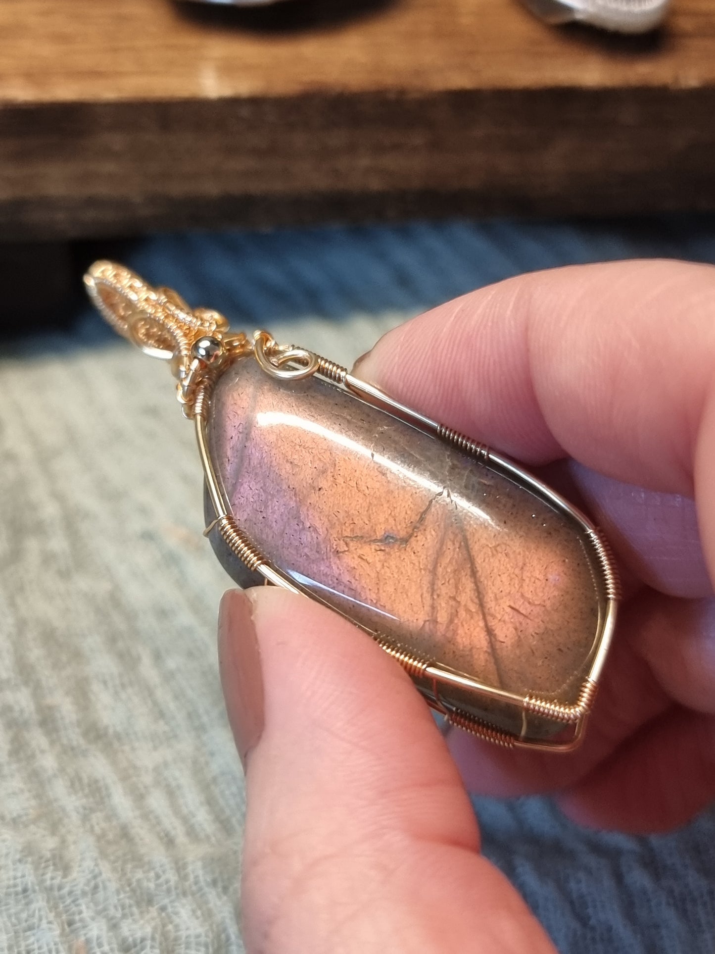 Labradorite wire wrapped pendants