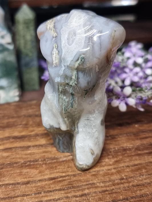 Moss agate body carving
