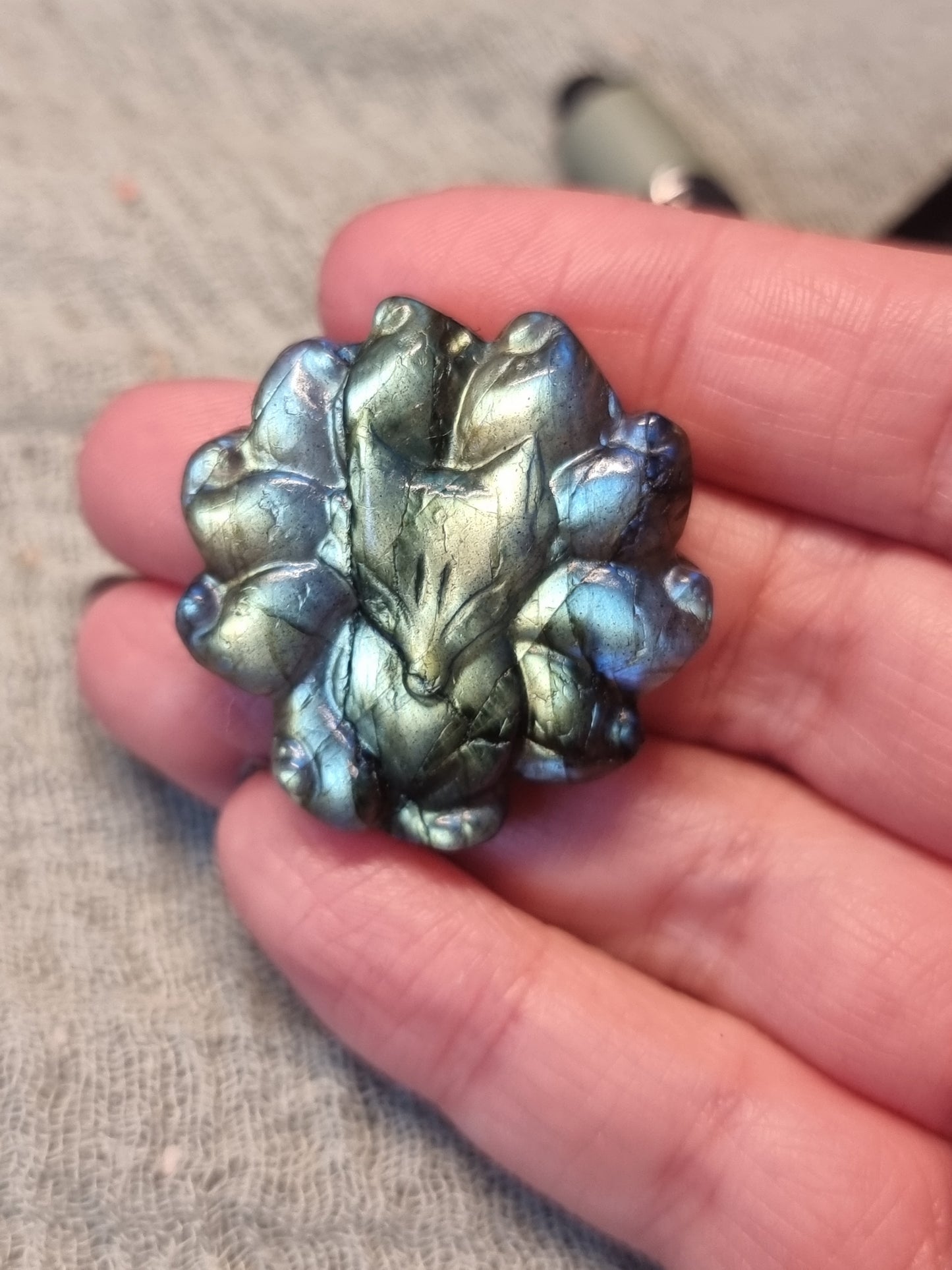 Labradorite 9 tail fox carvings