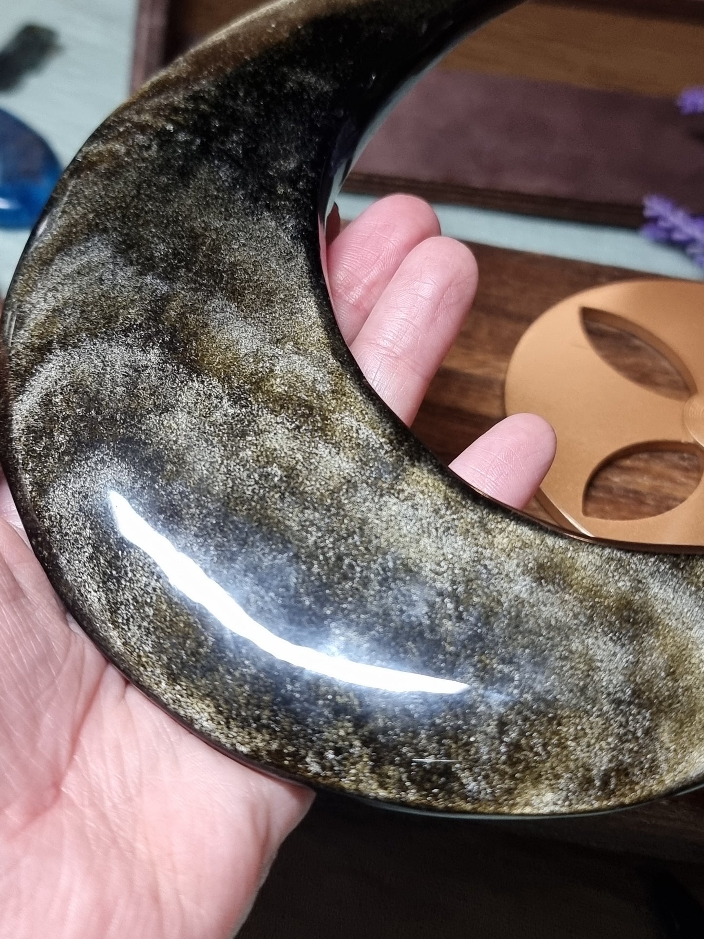 Large gold obsidian moon