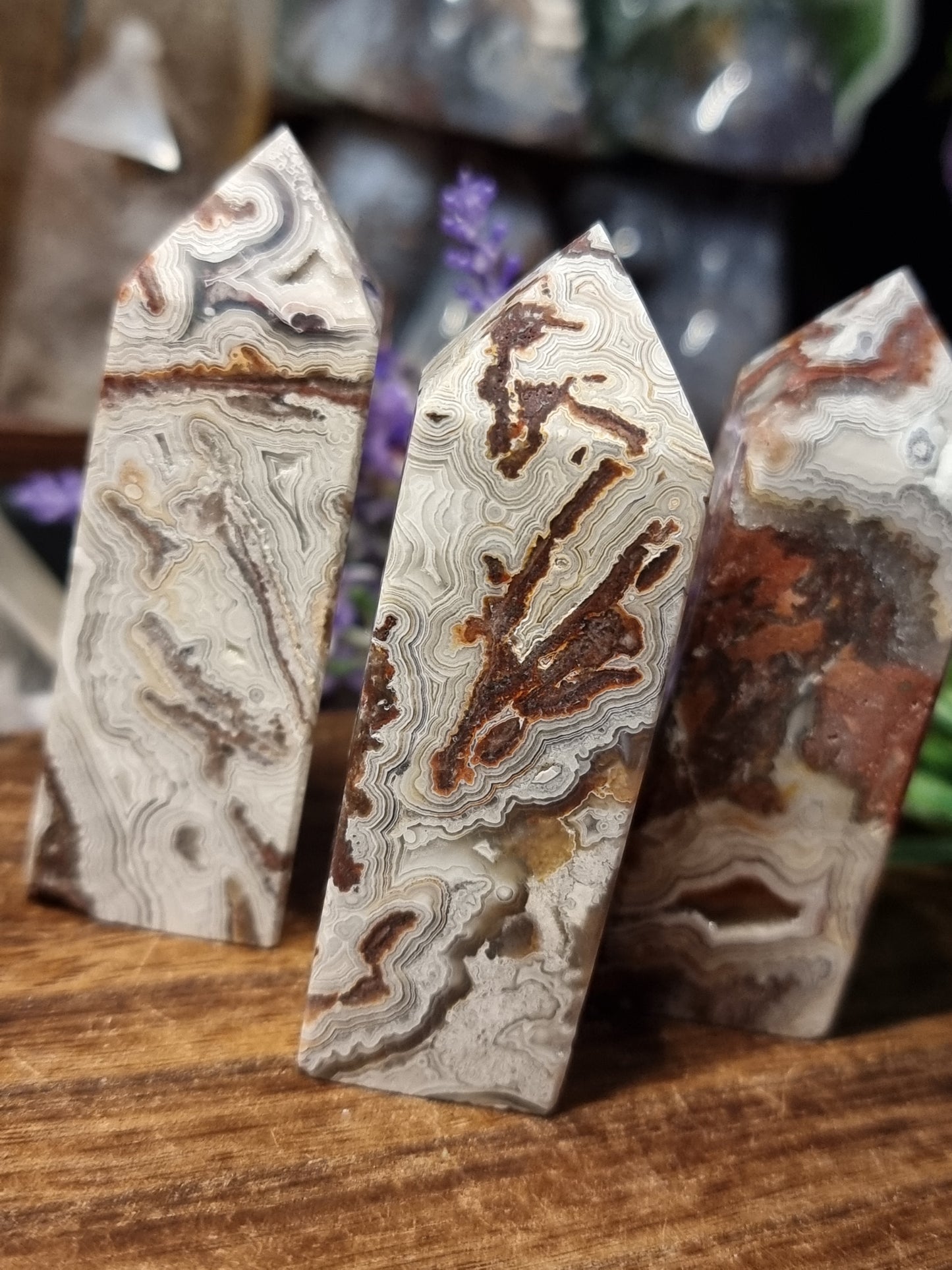 Mexican lace agate towers