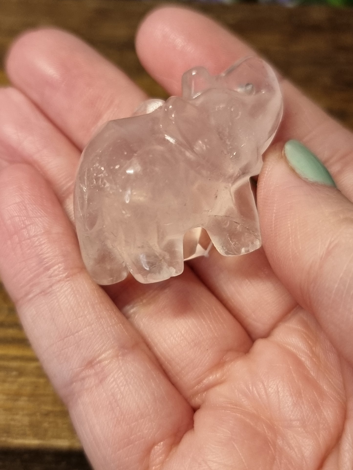 Rose quartz elephant