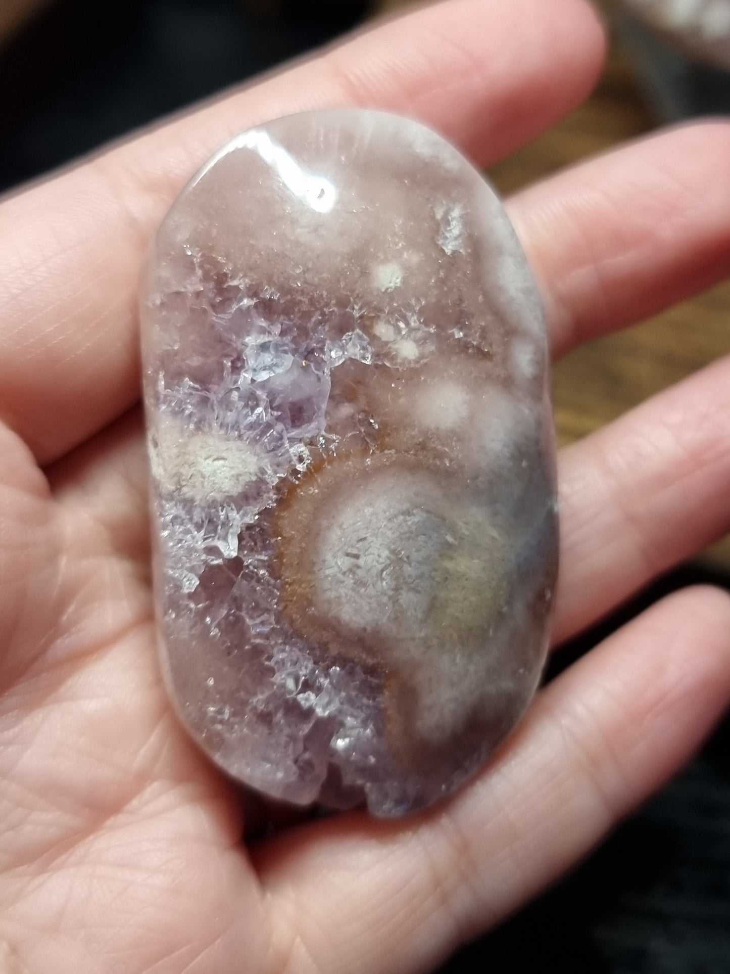 Pink amethyst palmstones