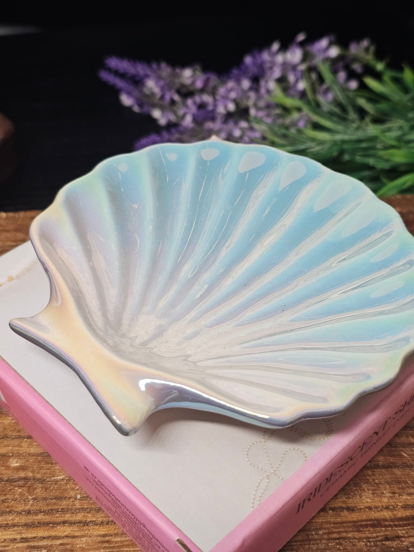 Iridescent shell trinket dish