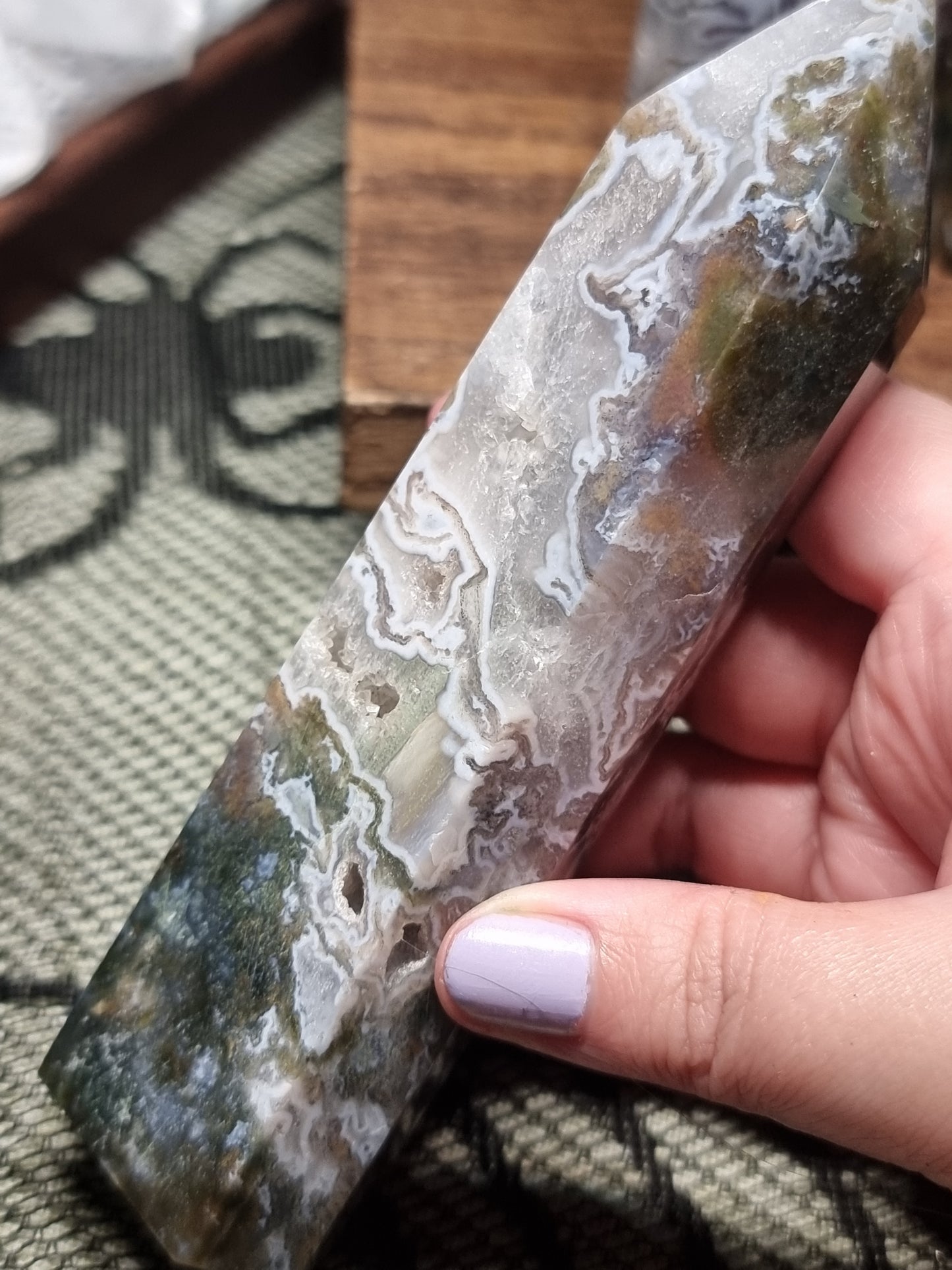 Colourful Moss agate towers