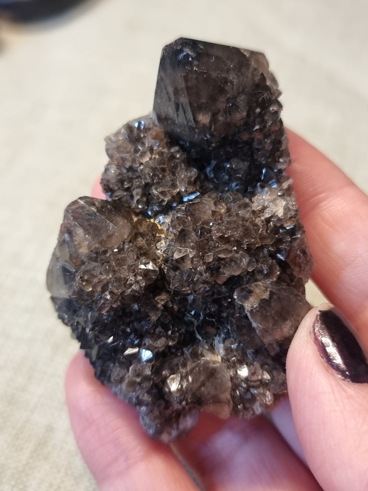 Black spirit quartz clusters