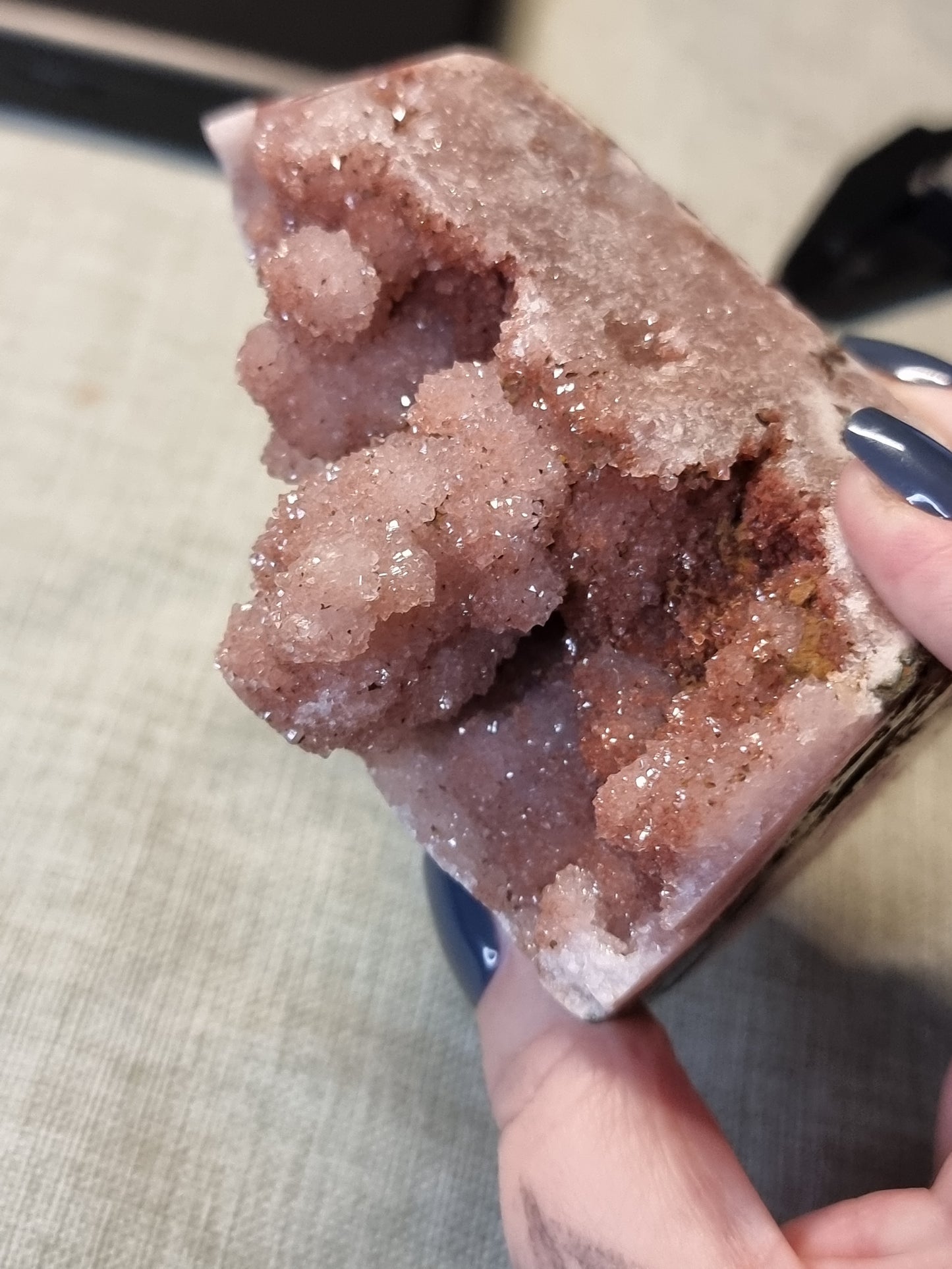 Pink amethyst druzy tower