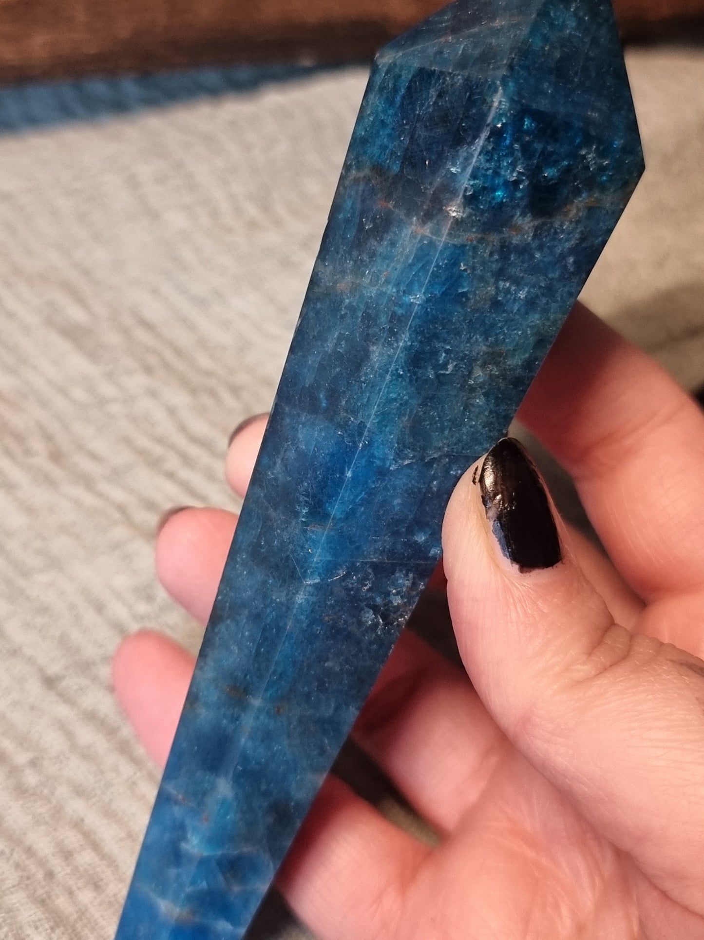Blue apatite wands
