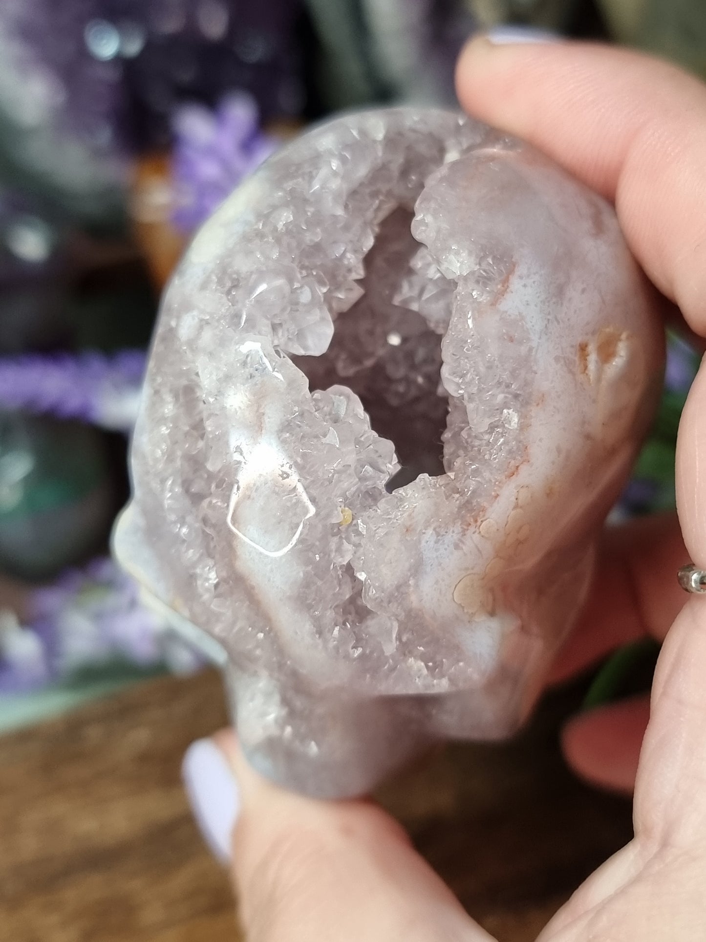 Pink amethyst skull