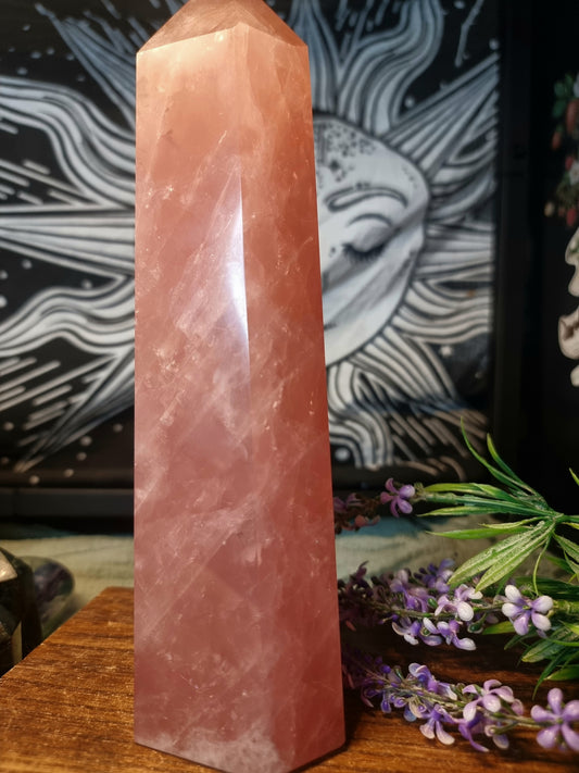 Statement Rose quartz tower