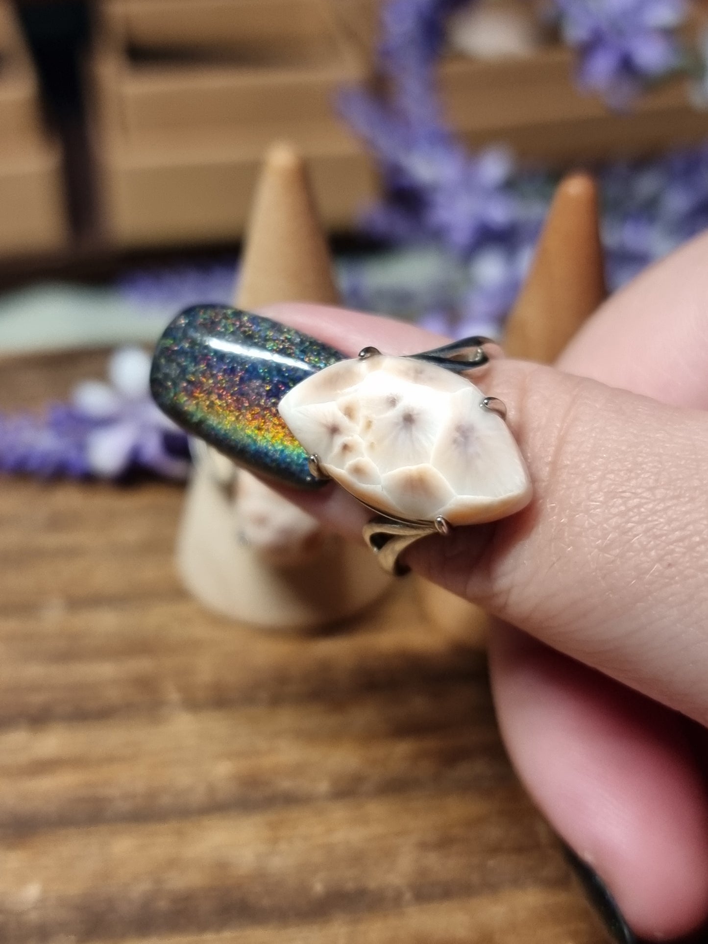 Natrolite s925 adjustable rings