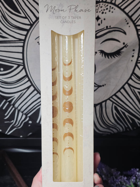 Moon phase set of 3 candles