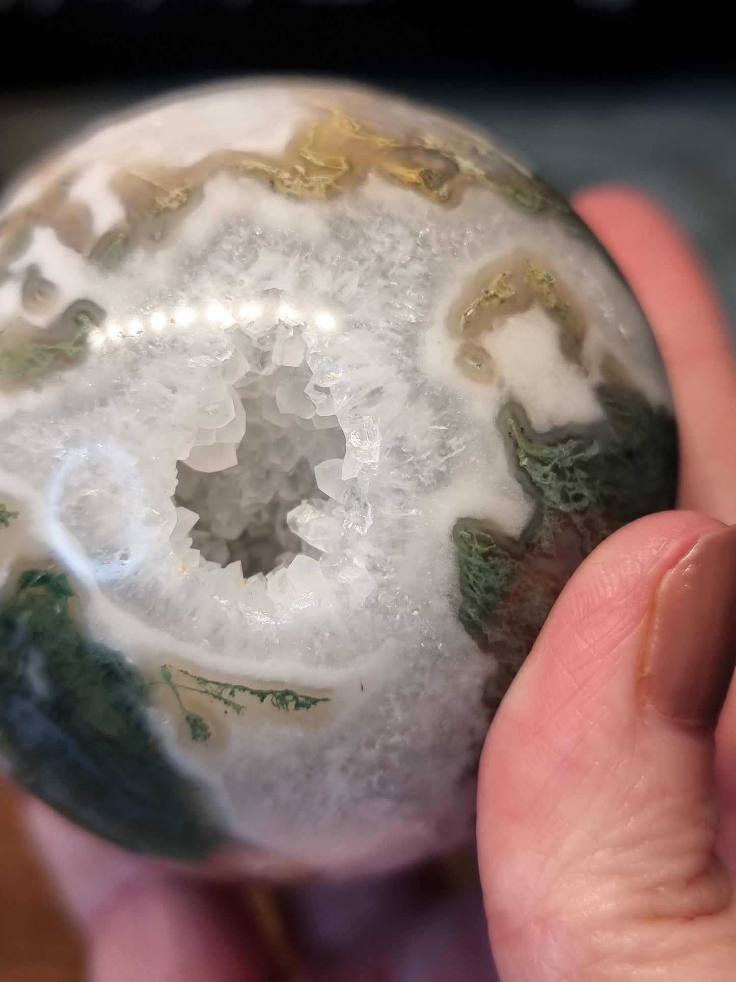 Moss agate sphere