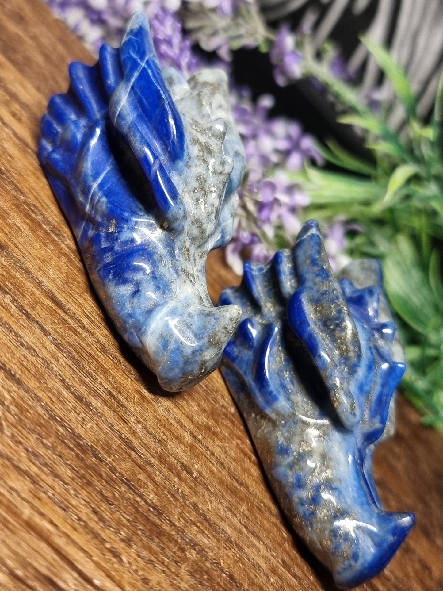 Lapis lazuli dragon heads