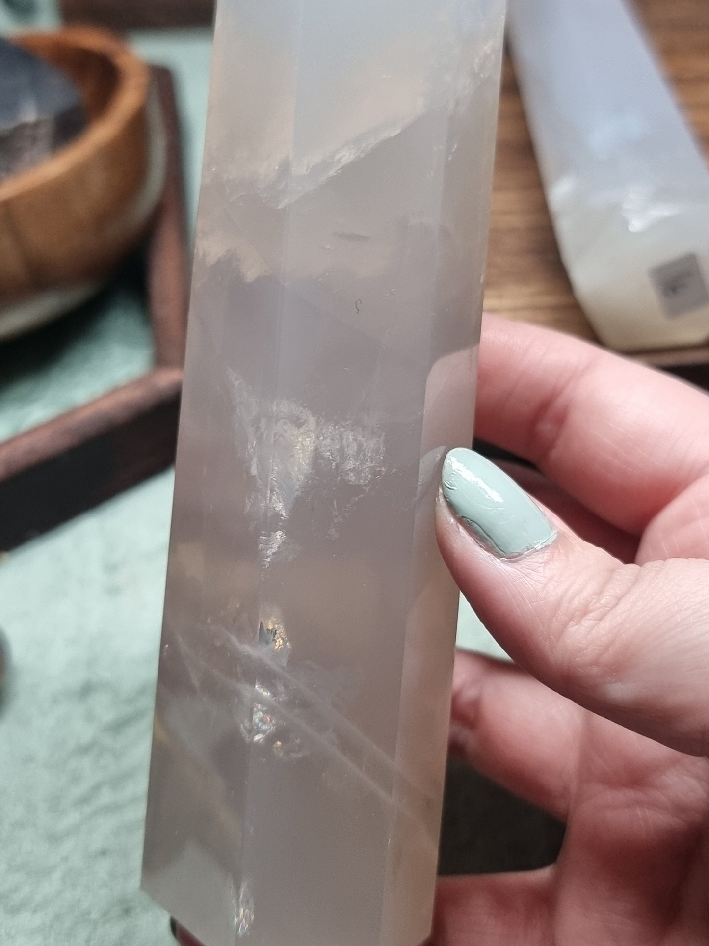 Blue rose quartz towers