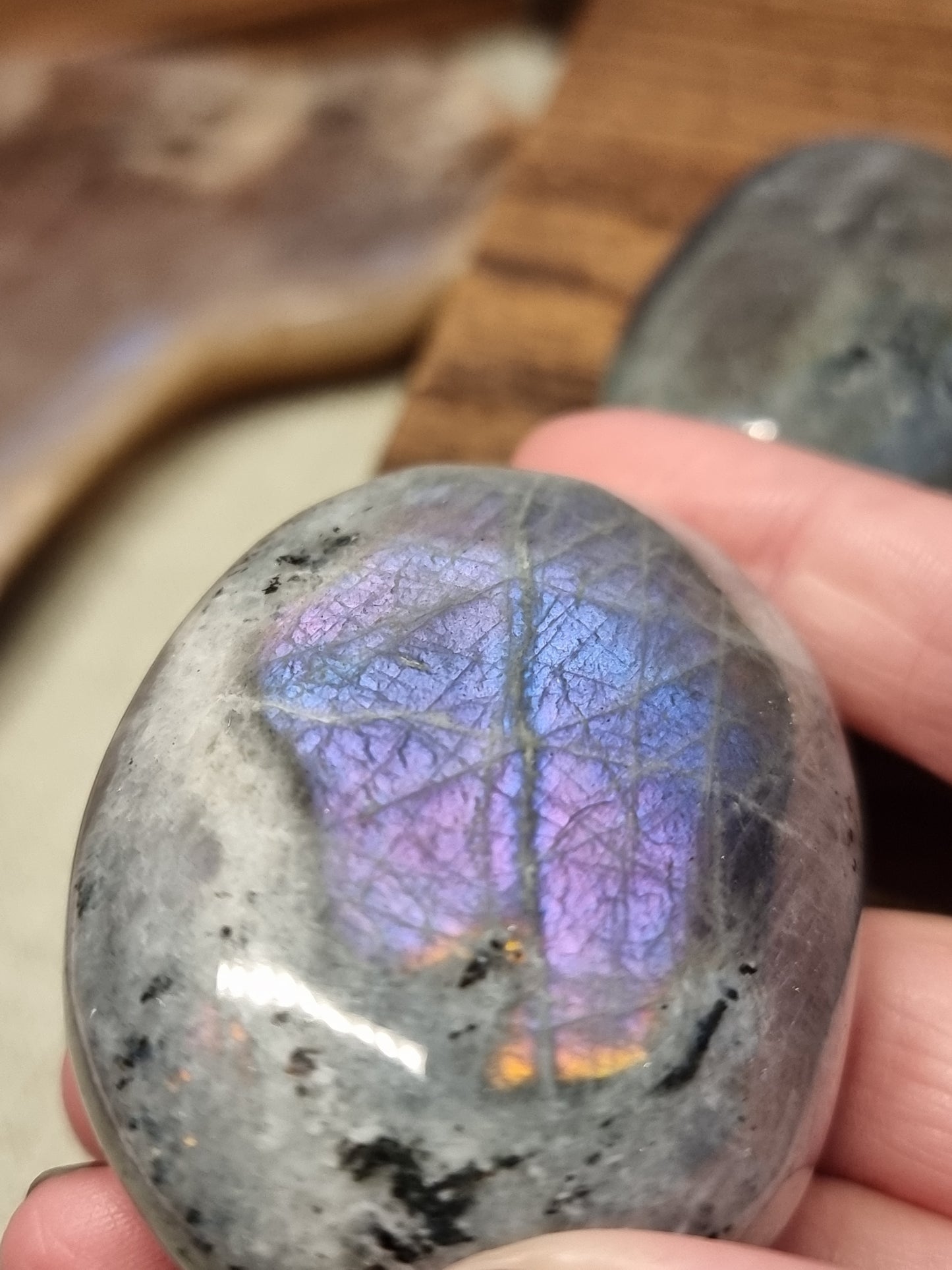 Purple labradorite palmstones
