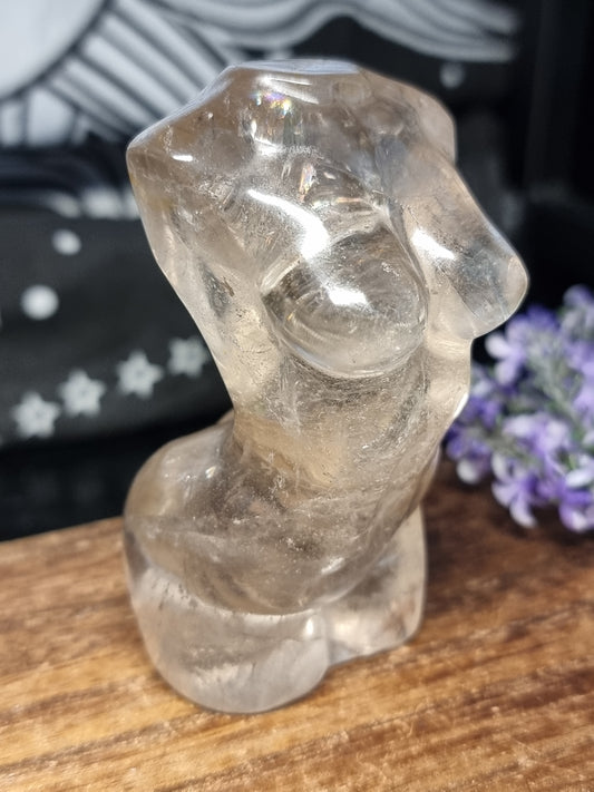 Smokey quartz body carving