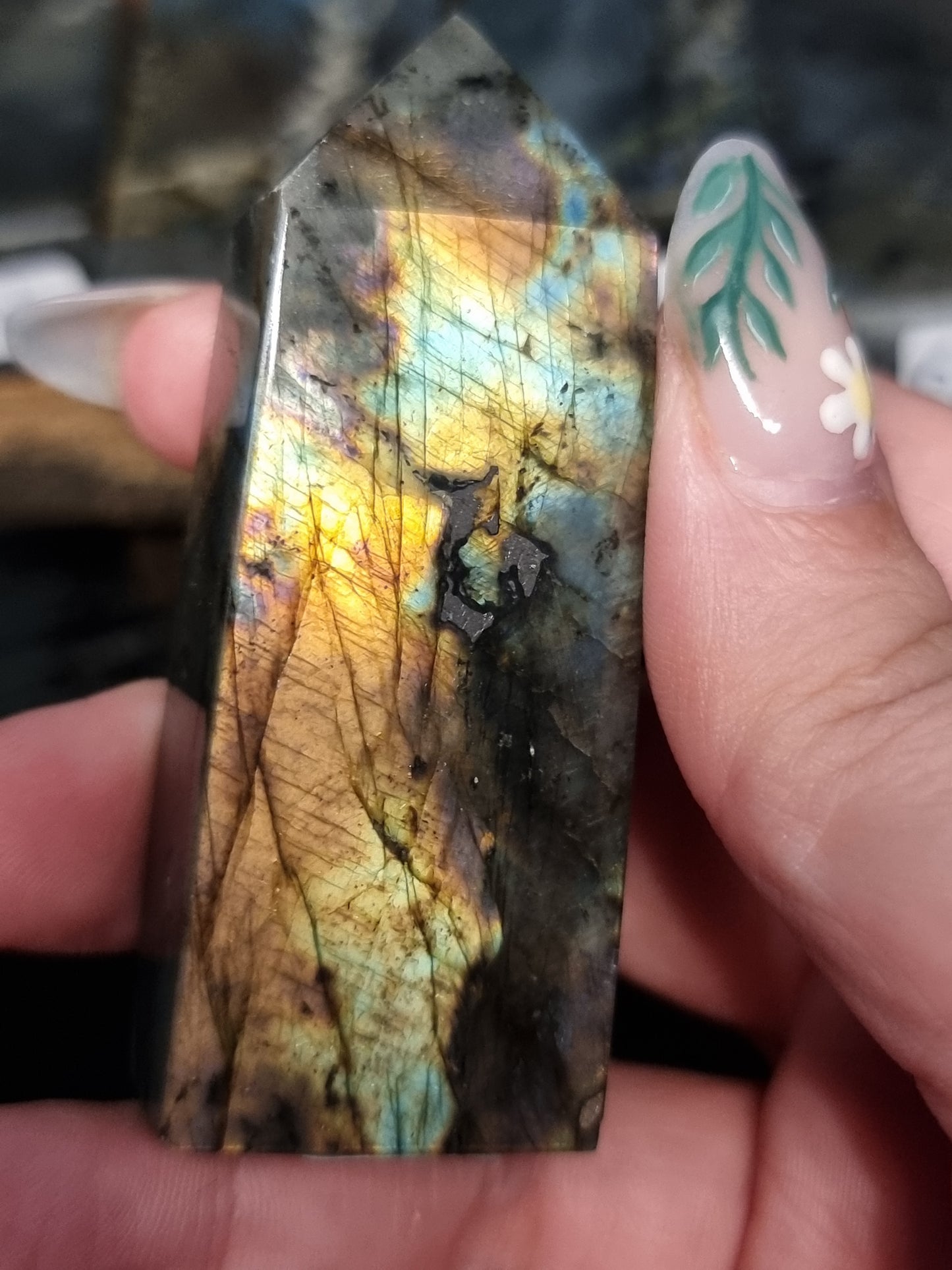 Spectralite towers (Finnish labradorite)