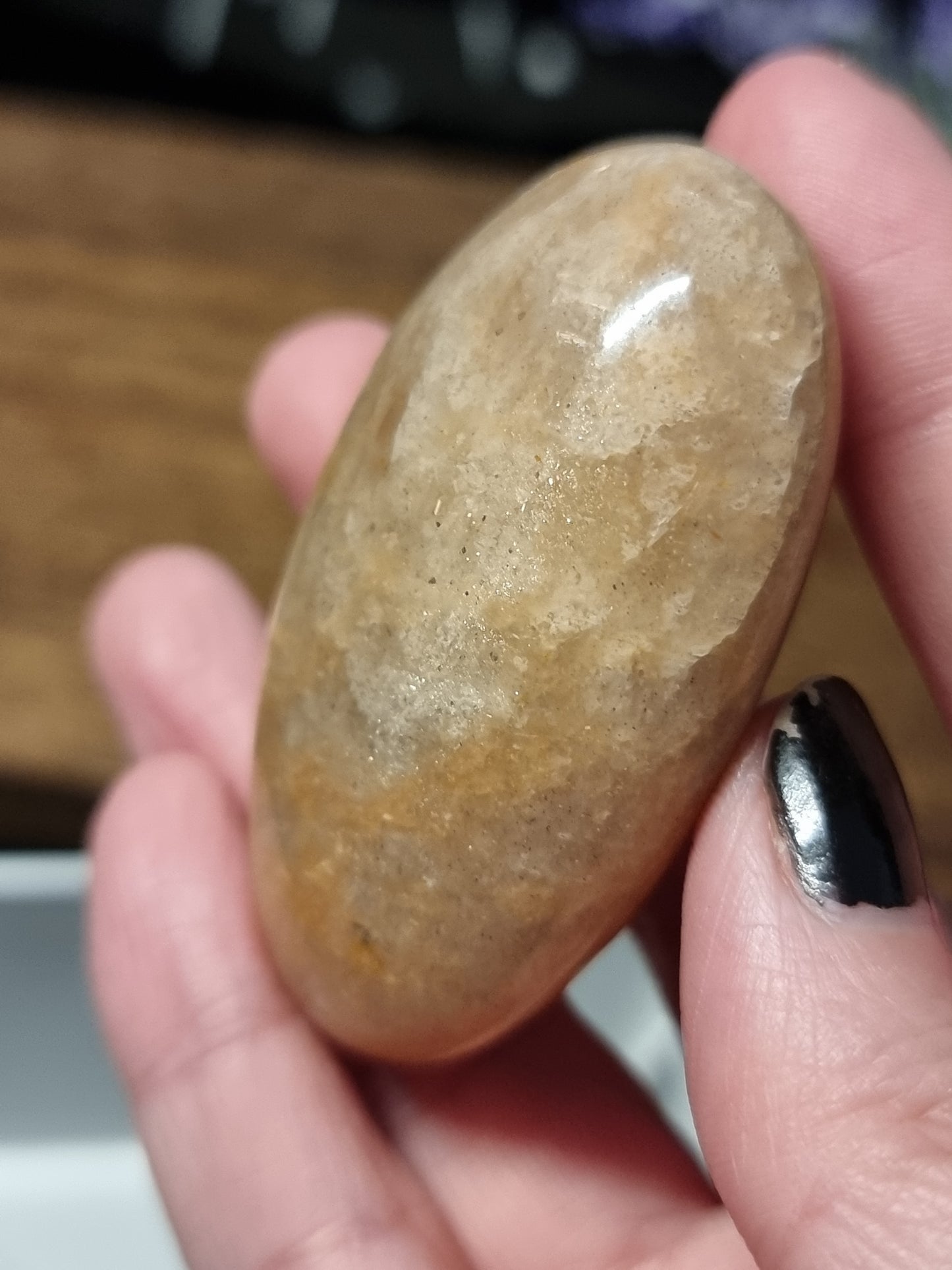 Peach moonstone palmstones