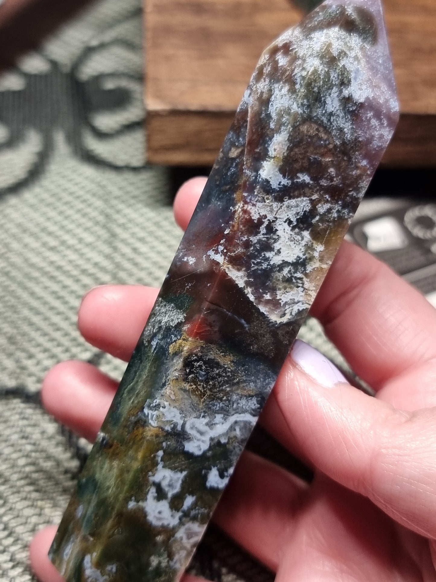 Colourful Moss agate towers