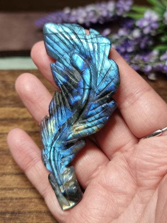 Labradorite feather carving