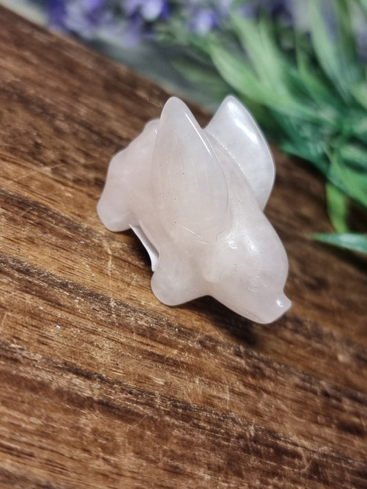 Rose quartz flying pig