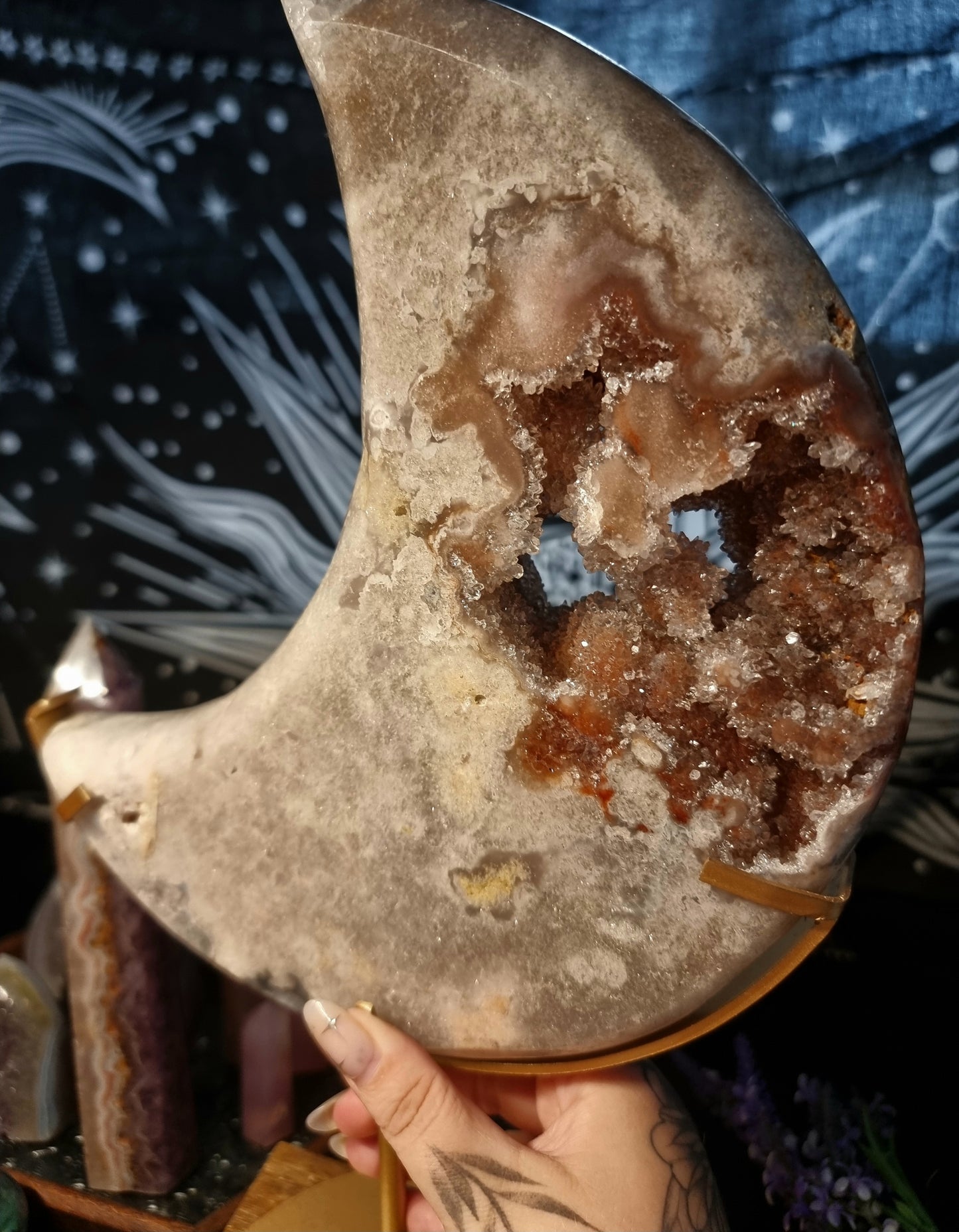 Pink amethyst statement moon